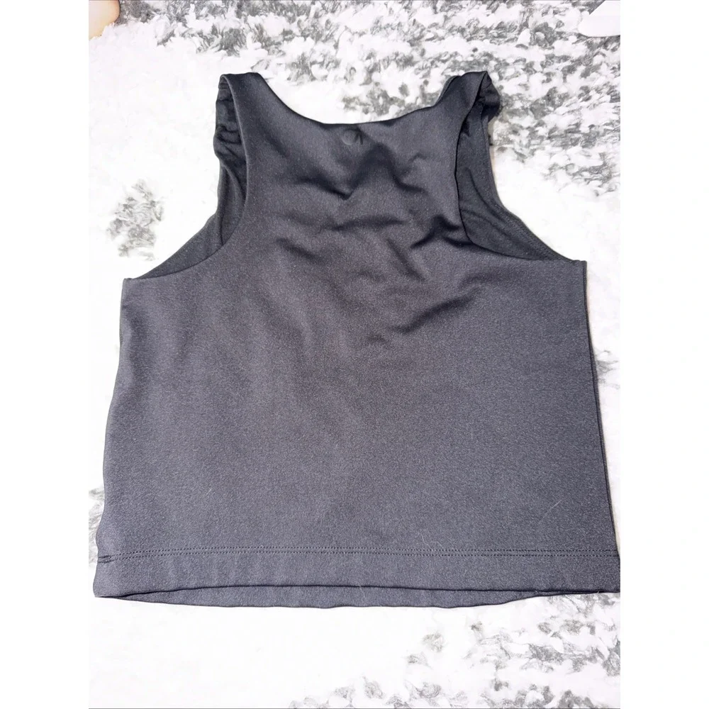 Gap Teen Tank Top Girls 14-16 Black Cropped Moisture Wicking Athletic Gym